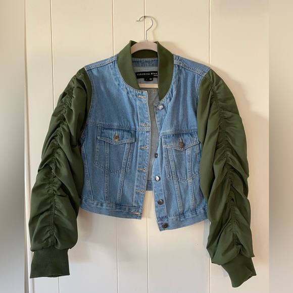 Veronica Beard EMELIA Jean Jacket in Large Color: Pebble Stone - Picture 1 of 8